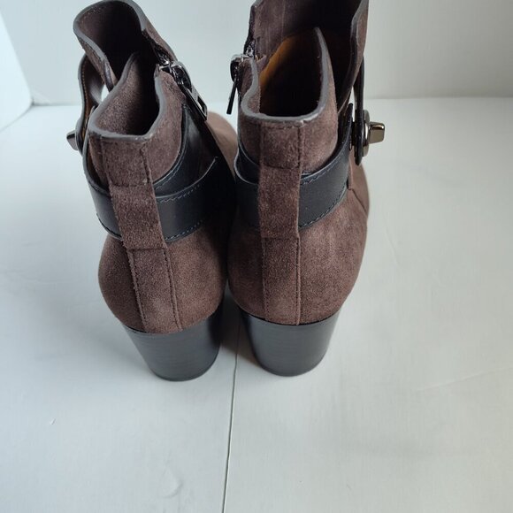 Ladies SZ 7M Coach Brown/Black Suede Bootie - Picture 3 of 5